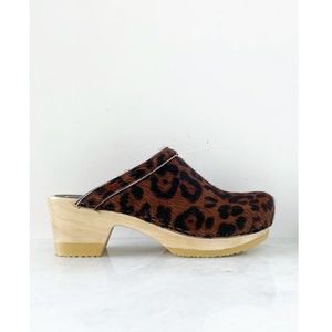 No. 6 Old School Mid Heel Clog Espresso Leopard sz 40 (US 9.5/10)